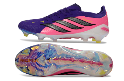Unisex Adidas Predator 26 Elite FG Firm Ground Low-Tops Football Boots - Purple/Vibrant Pink/Black