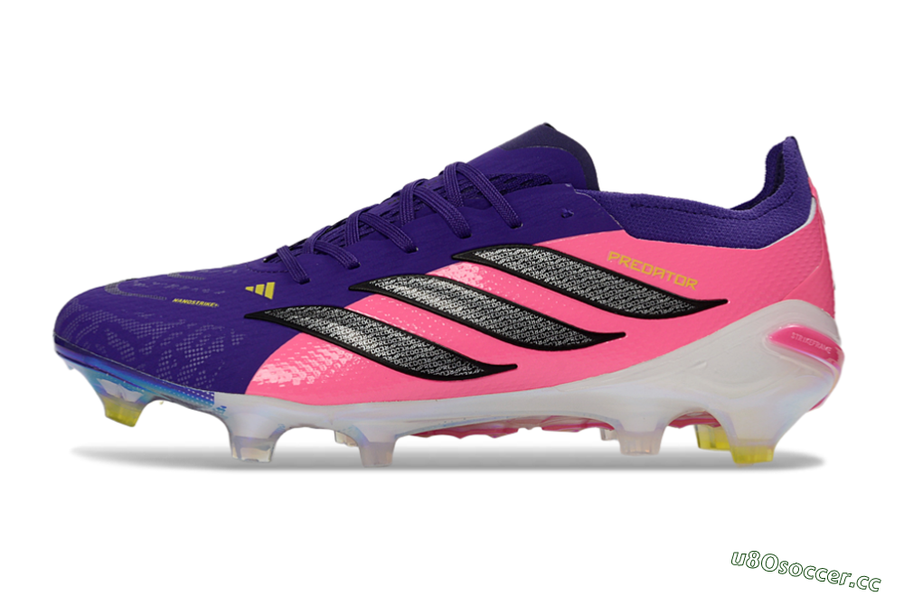 Unisex Adidas Predator 26 Elite FG Firm Ground Low-Tops Football Boots - Purple/Vibrant Pink/Black 0