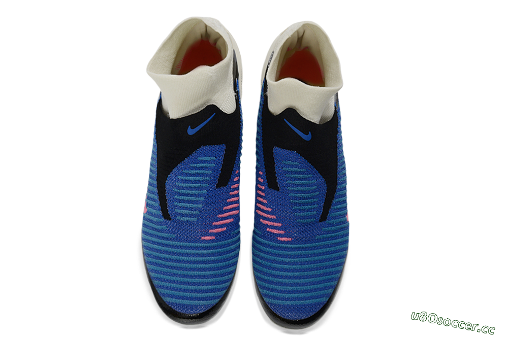 Unisex Nike Phantom 6 Elite High TF Artificial Turf High-Tops Football Shoes - Blue/Electric Blue/Fuchsia Pink 4