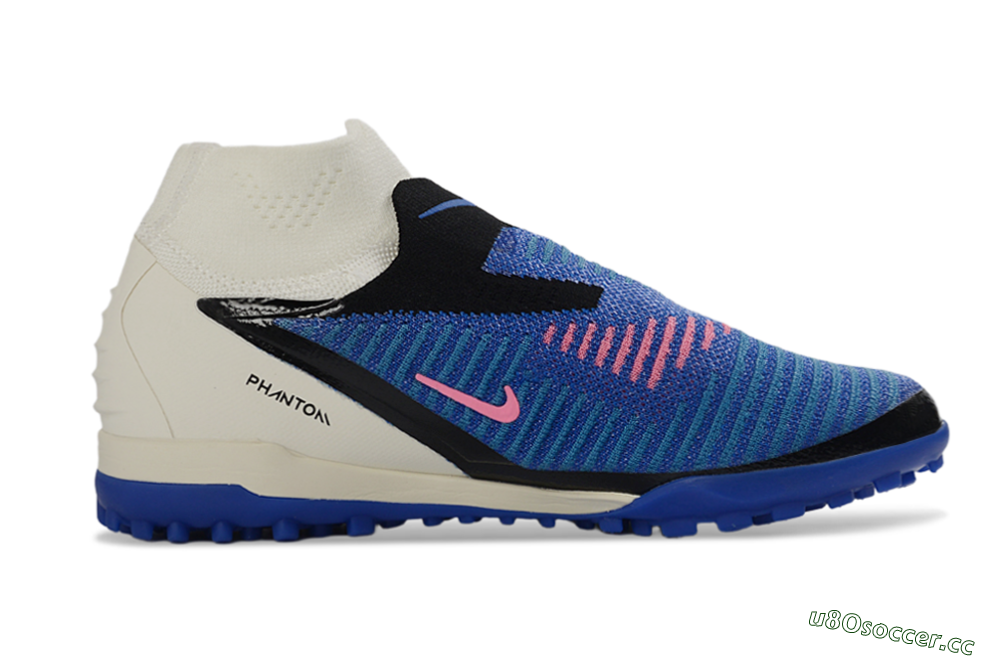 Unisex Nike Phantom 6 Elite High TF Artificial Turf High-Tops Football Shoes - Blue/Electric Blue/Fuchsia Pink 7