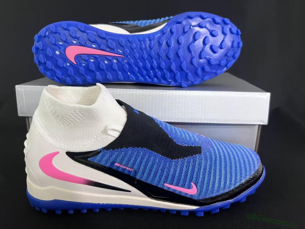 Unisex Nike Phantom 6 Elite High TF Artificial Turf High-Tops Football Shoes - Blue/Electric Blue/Fuchsia Pink