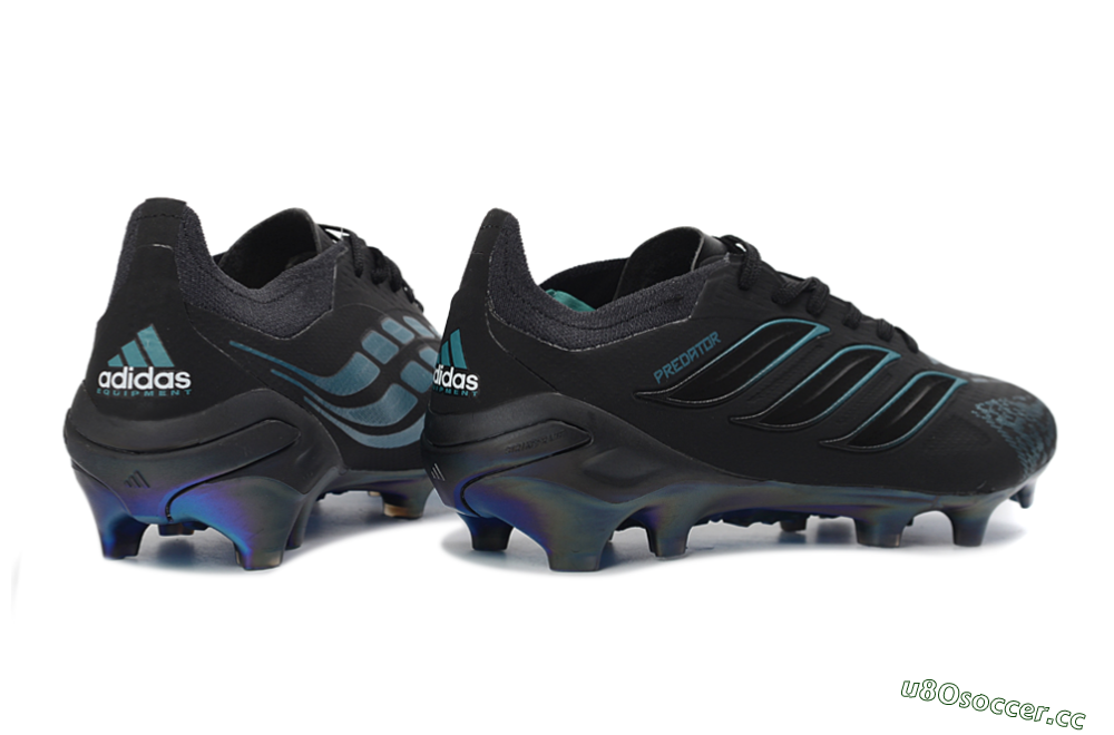 Men's Adidas Predator 26 Elite FG Firm Ground Low-Tops Football Boots - Black/Teal Burst/Iridescent Blue 6