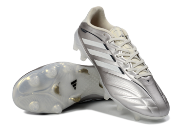 Men's Adidas Copa Pure 3 FG Firm Ground Low-Tops Football Boots - Silver/Metallic Grey/White