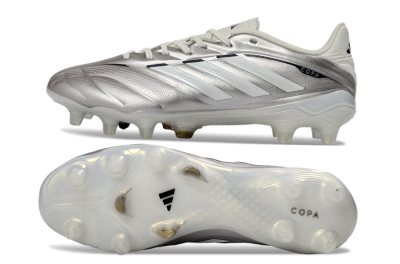 Men's Adidas Copa Pure 3 FG Firm Ground Low-Tops Football Boots - Silver/Metallic Grey/White