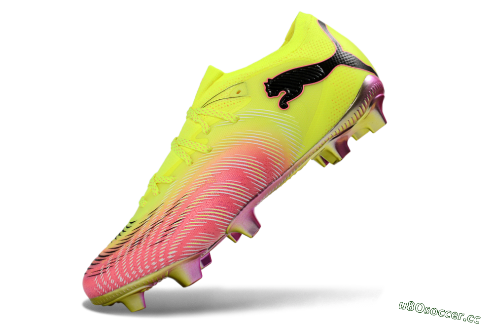 Men's Puma Future 8 Ultimate FG Firm Ground Low-Tops Football Boots - Yellow/Neon Pink/Gold 5