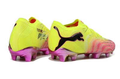 Men's Puma Future 8 Ultimate FG Firm Ground Low-Tops Football Boots - Yellow/Neon Pink/Gold