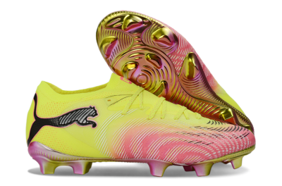 Men's Puma Future 8 Ultimate FG Firm Ground Low-Tops Football Boots - Yellow/Neon Pink/Gold