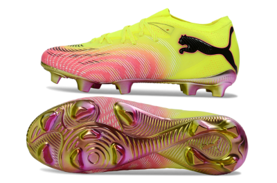 Men's Puma Future 8 Ultimate FG Firm Ground Low-Tops Football Boots - Yellow/Neon Pink/Gold