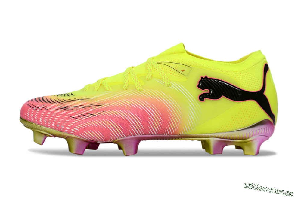 Men's Puma Future 8 Ultimate FG Firm Ground Low-Tops Football Boots - Yellow/Neon Pink/Gold 0