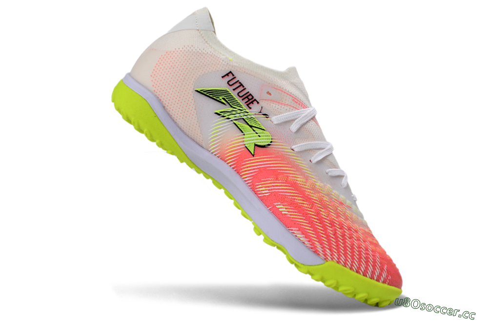 Men's Puma Future 8 Ultimate TF Artificial Turf Low-Tops Football Shoes - Pink/Lime Green/White 4