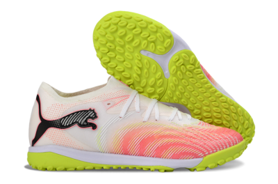 Men's Puma Future 8 Ultimate TF Artificial Turf Low-Tops Football Shoes - Pink/Lime Green/White