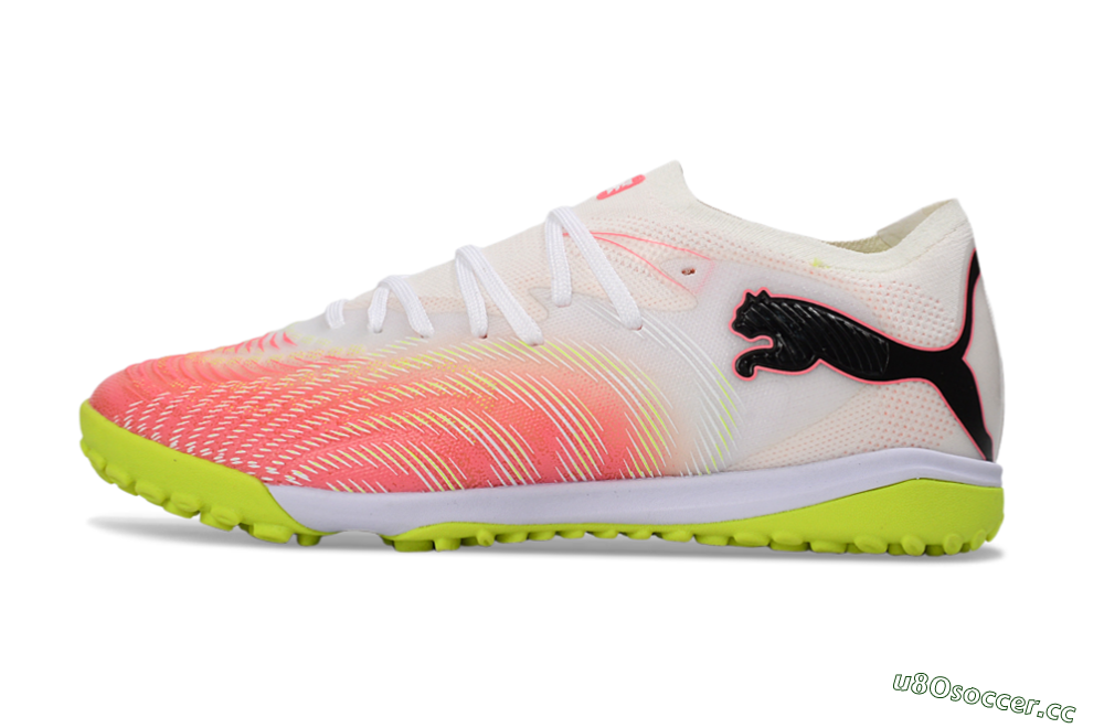 Men's Puma Future 8 Ultimate TF Artificial Turf Low-Tops Football Shoes - Pink/Lime Green/White 0