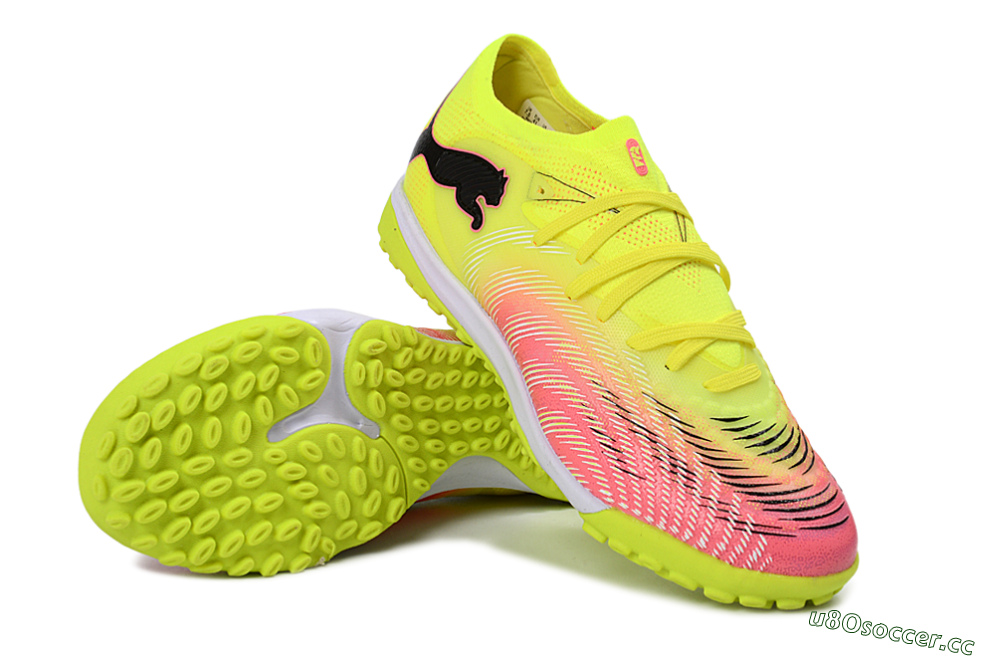 Men's Puma Future 8 Ultimate TF Artificial Turf Low-Tops Football Shoes - Yellow/Vibrant Pink/Electric Green 3