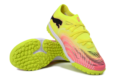 Men's Puma Future 8 Ultimate TF Artificial Turf Low-Tops Football Shoes - Yellow/Vibrant Pink/Electric Green