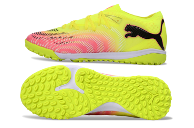 Men's Puma Future 8 Ultimate TF Artificial Turf Low-Tops Football Shoes - Yellow/Vibrant Pink/Electric Green