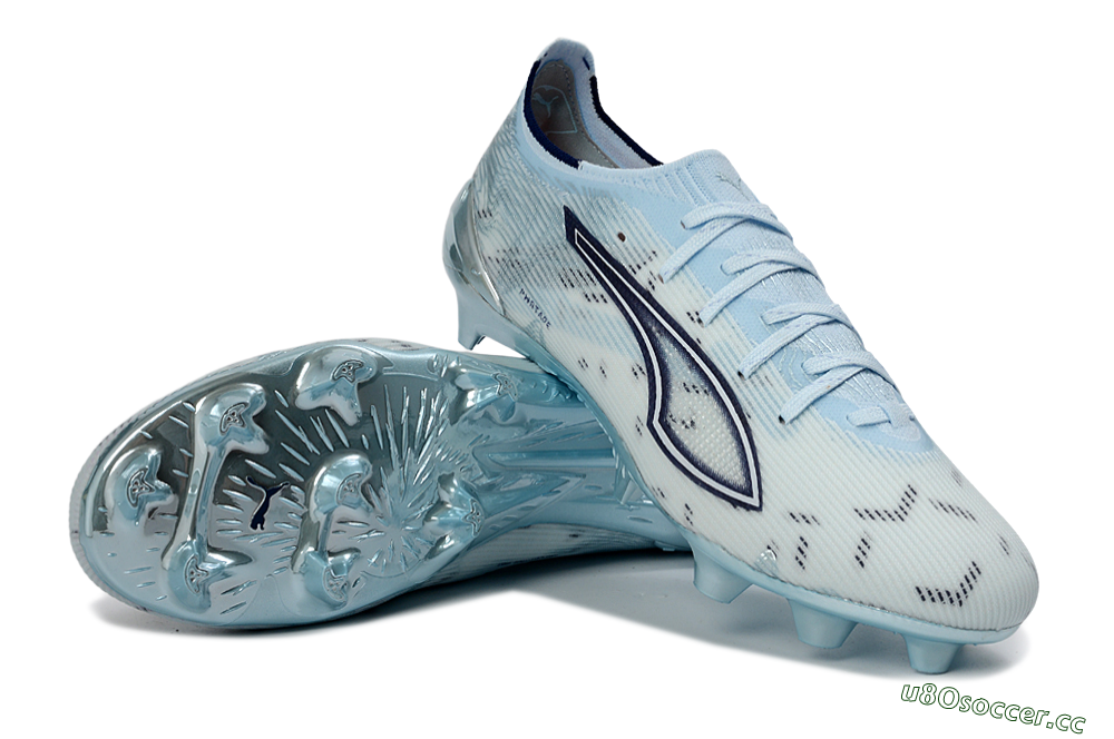Men's Puma Ultra 5 Ultimate FG Firm Ground Low-Tops Football Shoes - Sky/Ice Blue/Silver 3