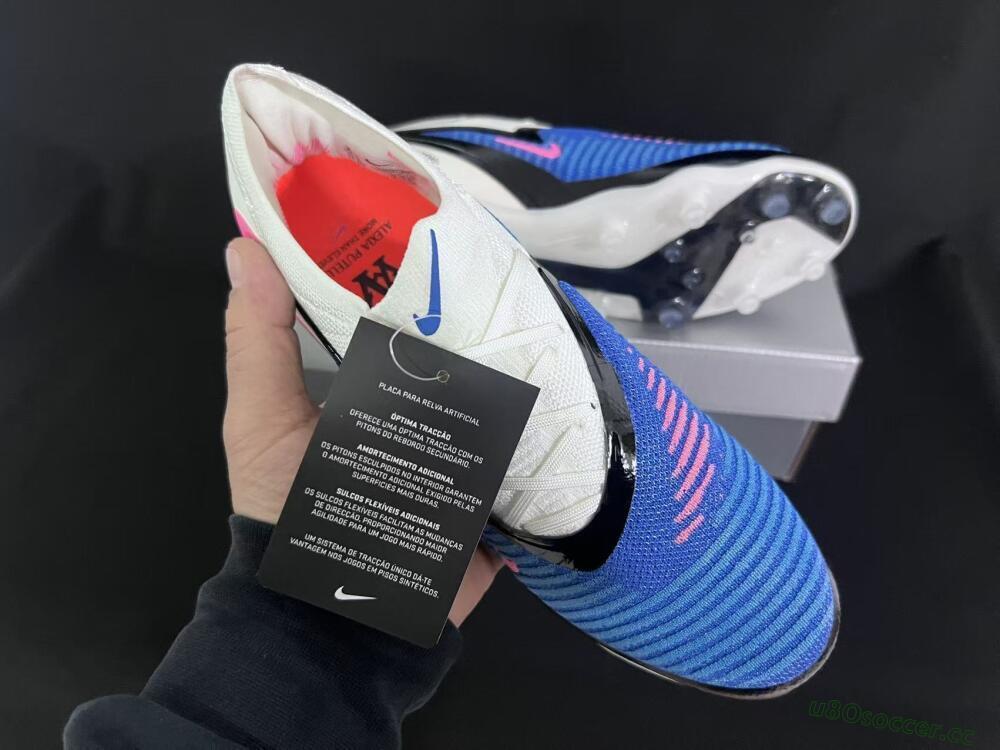 Unisex Nike Phantom 6 Elite Low FG Firm Ground Low-Tops Football Boots - Blue/Electric Blue/Fierce Pink