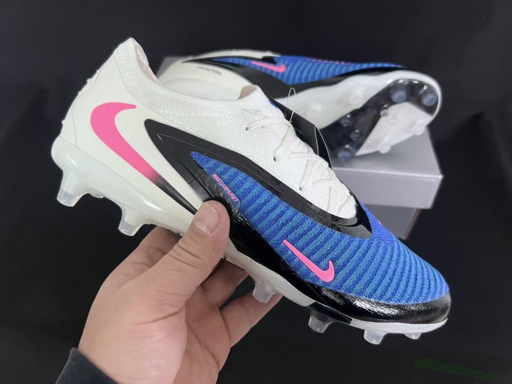 Unisex Nike Phantom 6 Elite Low FG Firm Ground Low-Tops Football Boots - Blue/Electric Blue/Fierce Pink