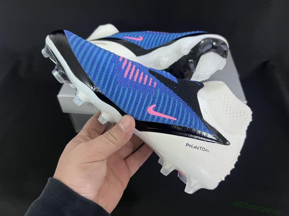 Unisex Nike Phantom 6 Elite High FG Firm Ground High-Tops Football Boots - Blue/Electric Blue/Neon Pink