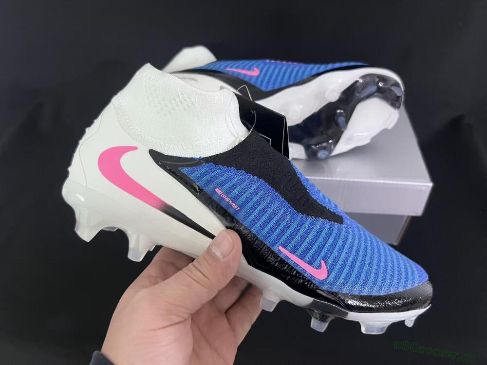 Unisex Nike Phantom 6 Elite High FG Firm Ground High-Tops Football Boots - Blue/Electric Blue/Neon Pink