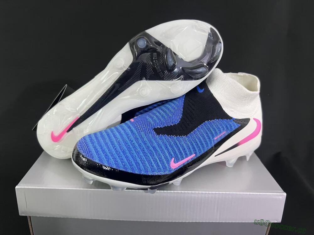 Unisex Nike Phantom 6 Elite High FG Firm Ground High-Tops Football Boots - Blue/Electric Blue/Neon Pink