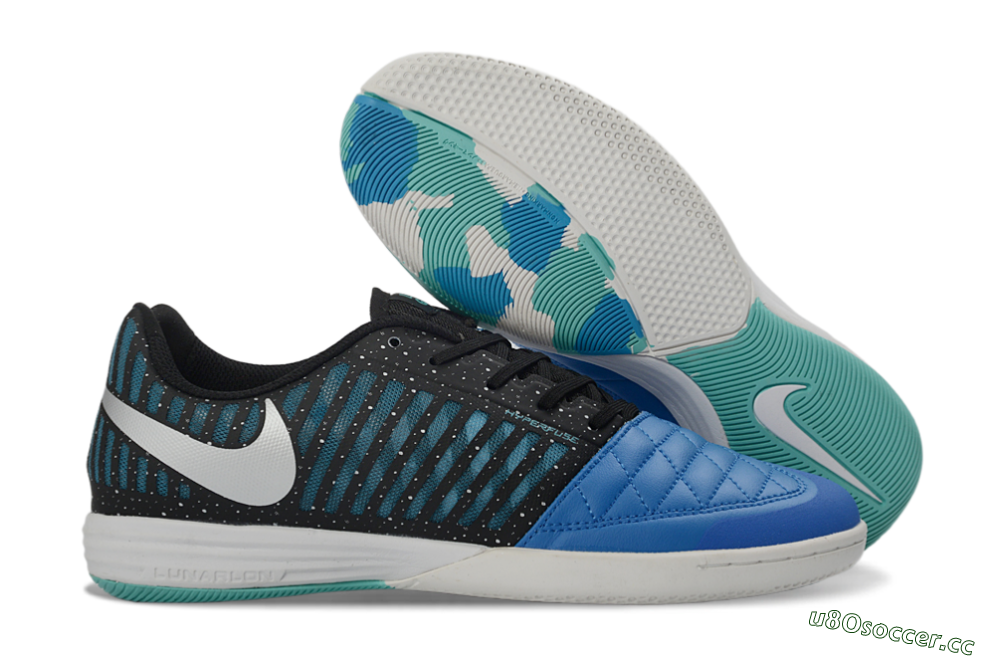 Unisex Nike Lunar Gato 2 IC Indoor & Futsal Low-Tops Football Shoes - Blue/Midnight Aqua/Black 2