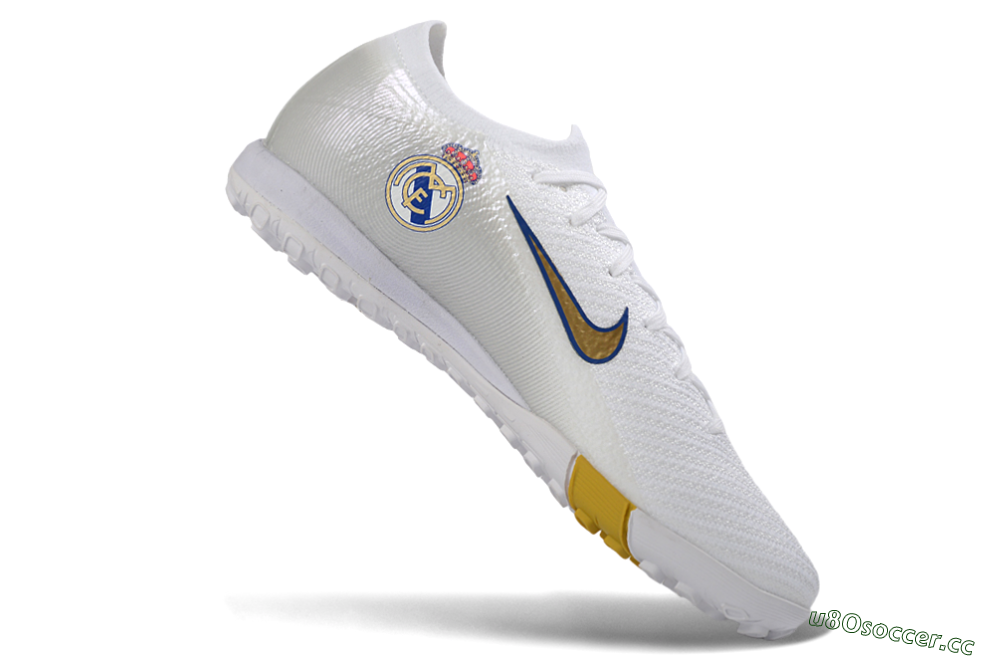 Unisex Nike Air Zoom Mercurial Vapor 16 Elite TF Artificial Turf Low-Tops Football Shoes - White/Royal Blue/Metallic Gold 4