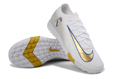 Unisex Nike Air Zoom Mercurial Vapor 16 Elite TF Artificial Turf Low-Tops Football Shoes - White/Royal Blue/Metallic Gold