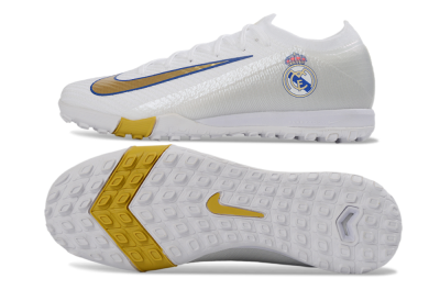 Unisex Nike Air Zoom Mercurial Vapor 16 Elite TF Artificial Turf Low-Tops Football Shoes - White/Royal Blue/Metallic Gold