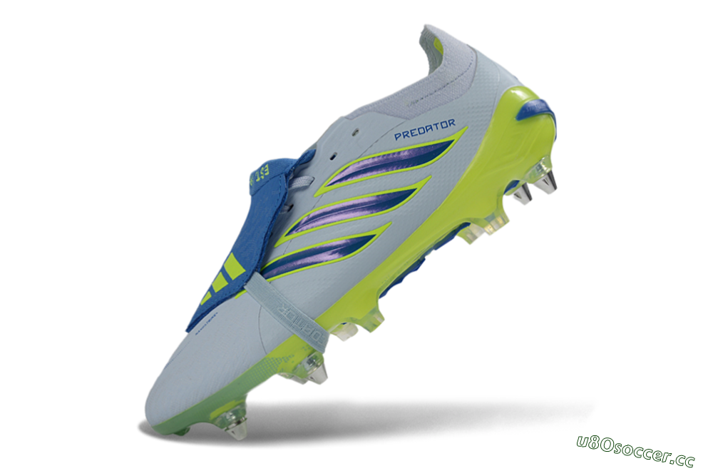 Men's Adidas Predator 26 Elite Fold-Over Tongue SG Soft Ground Low-Tops Football Boots - Blue/Electric Green/Light Blue 5