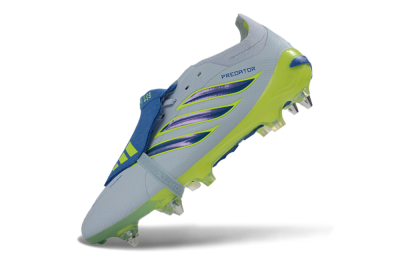 Men's Adidas Predator 26 Elite Fold-Over Tongue SG Soft Ground Low-Tops Football Boots - Blue/Electric Green/Light Blue