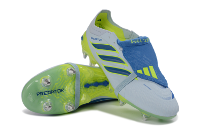 Men's Adidas Predator 26 Elite Fold-Over Tongue SG Soft Ground Low-Tops Football Boots - Blue/Electric Green/Light Blue