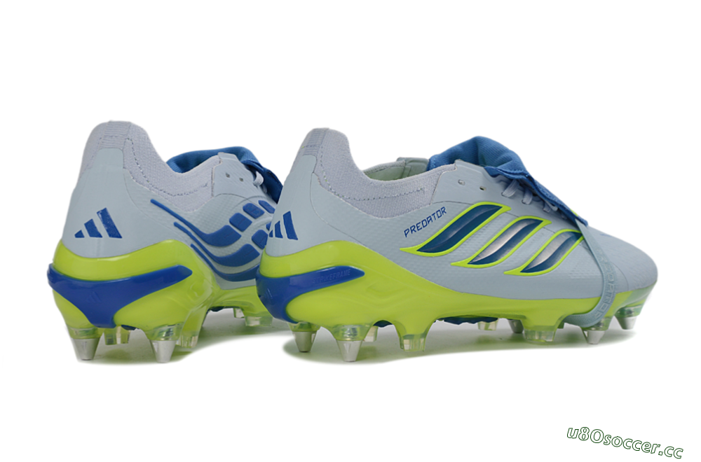 Men's Adidas Predator 26 Elite Fold-Over Tongue SG Soft Ground Low-Tops Football Boots - Blue/Electric Green/Light Blue 6