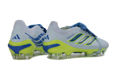 Men's Adidas Predator 26 Elite Fold-Over Tongue SG Soft Ground Low-Tops Football Boots - Blue/Electric Green/Light Blue
