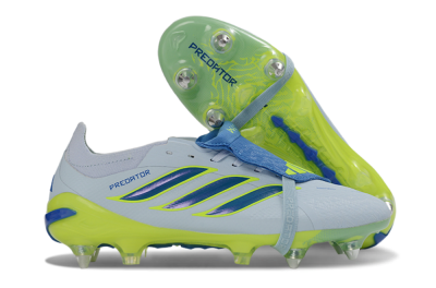 Men's Adidas Predator 26 Elite Fold-Over Tongue SG Soft Ground Low-Tops Football Boots - Blue/Electric Green/Light Blue