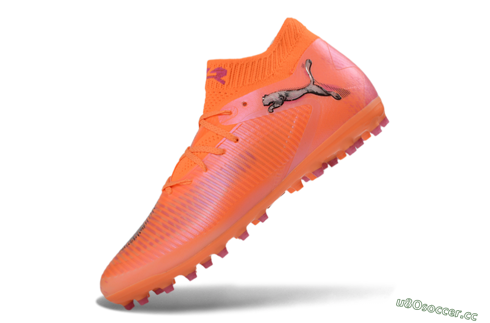 Men's Puma Future 8 Ultimate MG Multi Ground Low-Tops Football Boots - Orange/Vibrant Coral/Hot Pink 5