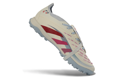 Men's Adidas Predator Gal 26 Elite Fold-Over Tongue TF Artificial Turf Low-Tops Football Shoes - Ivory/Blush Pink/Light Blue