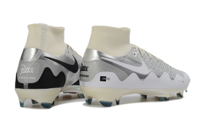 Unisex Patta x Nike Air Zoom Mercurial Superfly 10 Elite FG Firm Ground High-Tops Football Boots - Silver/Black/Silver