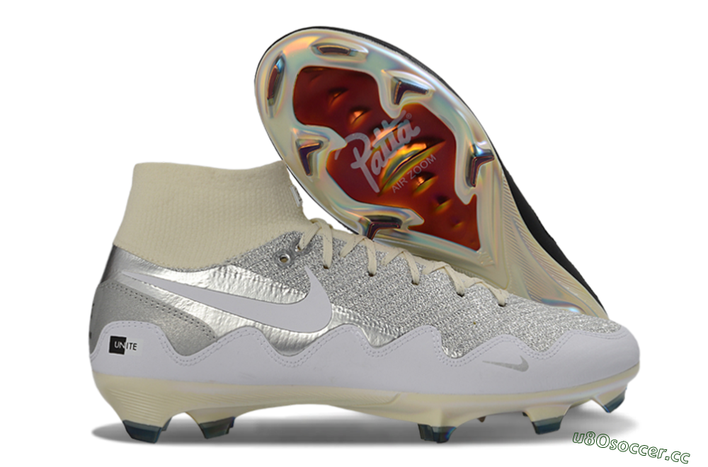 Unisex Patta x Nike Air Zoom Mercurial Superfly 10 Elite FG Firm Ground High-Tops Football Boots - Silver/Black/Silver 2