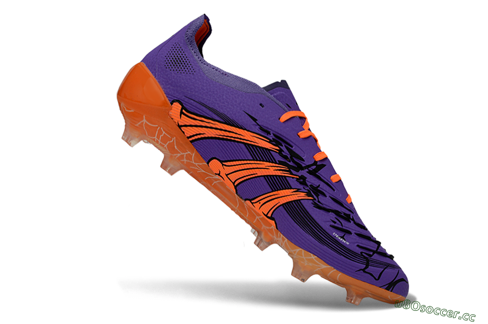 Men's UFL x Adidas Predator 25 Elite FG Firm Ground Low-Tops Football Boots - Purple/Bright Orange/Spider Black 4