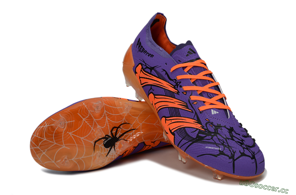 Men's UFL x Adidas Predator 25 Elite FG Firm Ground Low-Tops Football Boots - Purple/Bright Orange/Spider Black 3