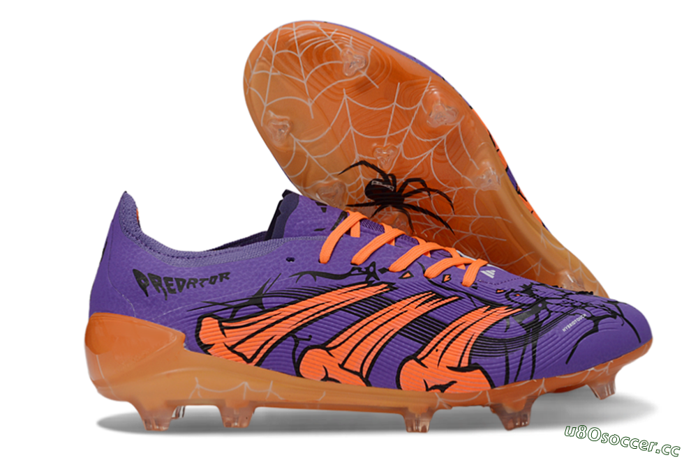 Men's UFL x Adidas Predator 25 Elite FG Firm Ground Low-Tops Football Boots - Purple/Bright Orange/Spider Black 2
