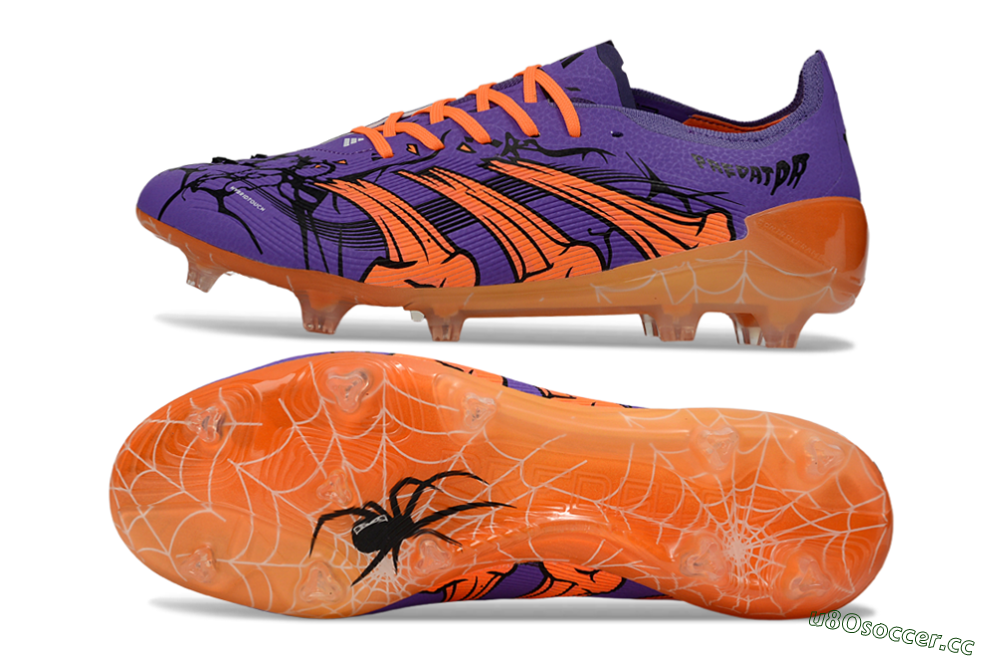 Men's UFL x Adidas Predator 25 Elite FG Firm Ground Low-Tops Football Boots - Purple/Bright Orange/Spider Black 1