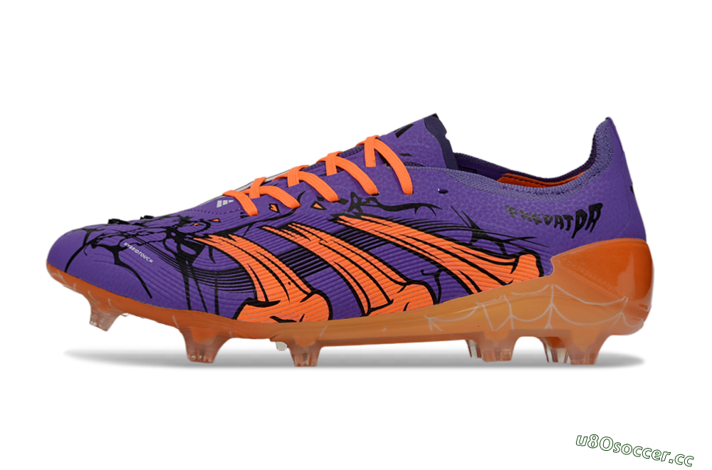 Men's UFL x Adidas Predator 25 Elite FG Firm Ground Low-Tops Football Boots - Purple/Bright Orange/Spider Black 0