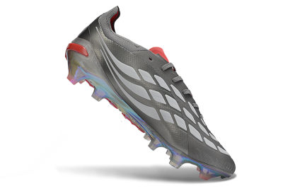 Men's Adidas Predator 26 Elite FG Firm Ground Low-Tops Football Boots - Gray/Fiery Red/Metallic Silver