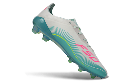 Unisex Messi x Adidas F50 Elite FG Firm Ground Low-Tops Football Boots - Aqua/Coral Twist/Neon Green
