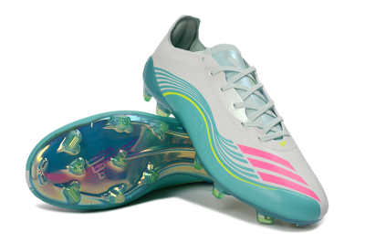 Unisex Messi x Adidas F50 Elite FG Firm Ground Low-Tops Football Boots - Aqua/Coral Twist/Neon Green