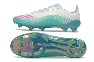 Unisex Messi x Adidas F50 Elite FG Firm Ground Low-Tops Football Boots - Aqua/Coral Twist/Neon Green