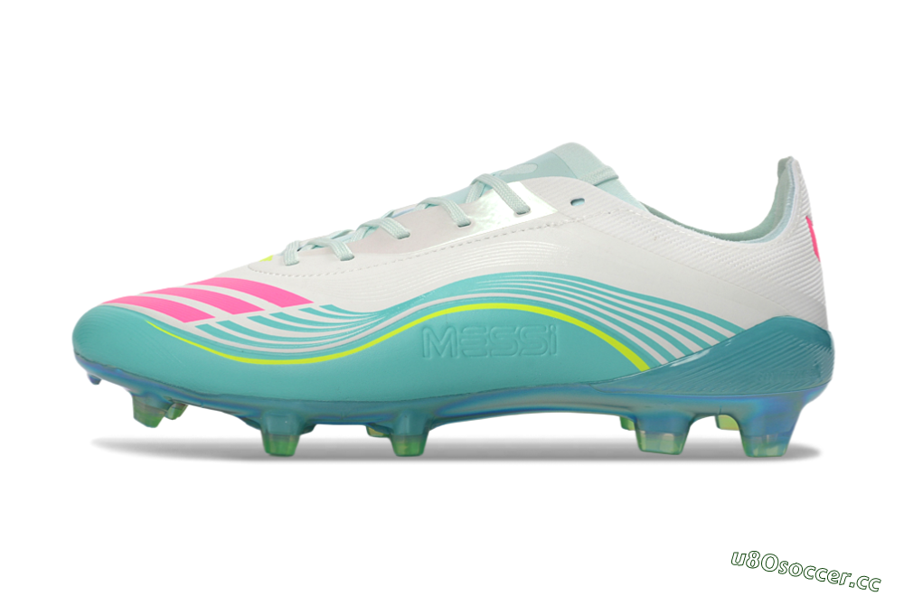 Unisex Messi x Adidas F50 Elite FG Firm Ground Low-Tops Football Boots - Aqua/Coral Twist/Neon Green 0