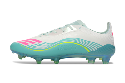 Unisex Messi x Adidas F50 Elite FG Firm Ground Low-Tops Football Boots - Aqua/Coral Twist/Neon Green